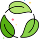 Three swirling leaves icon representing ultra-fine grain water absorption and faster hydration