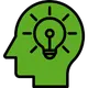 Human head silhouette with a lightbulb gear icon symbolizing technical innovation in wheat alternative flour production